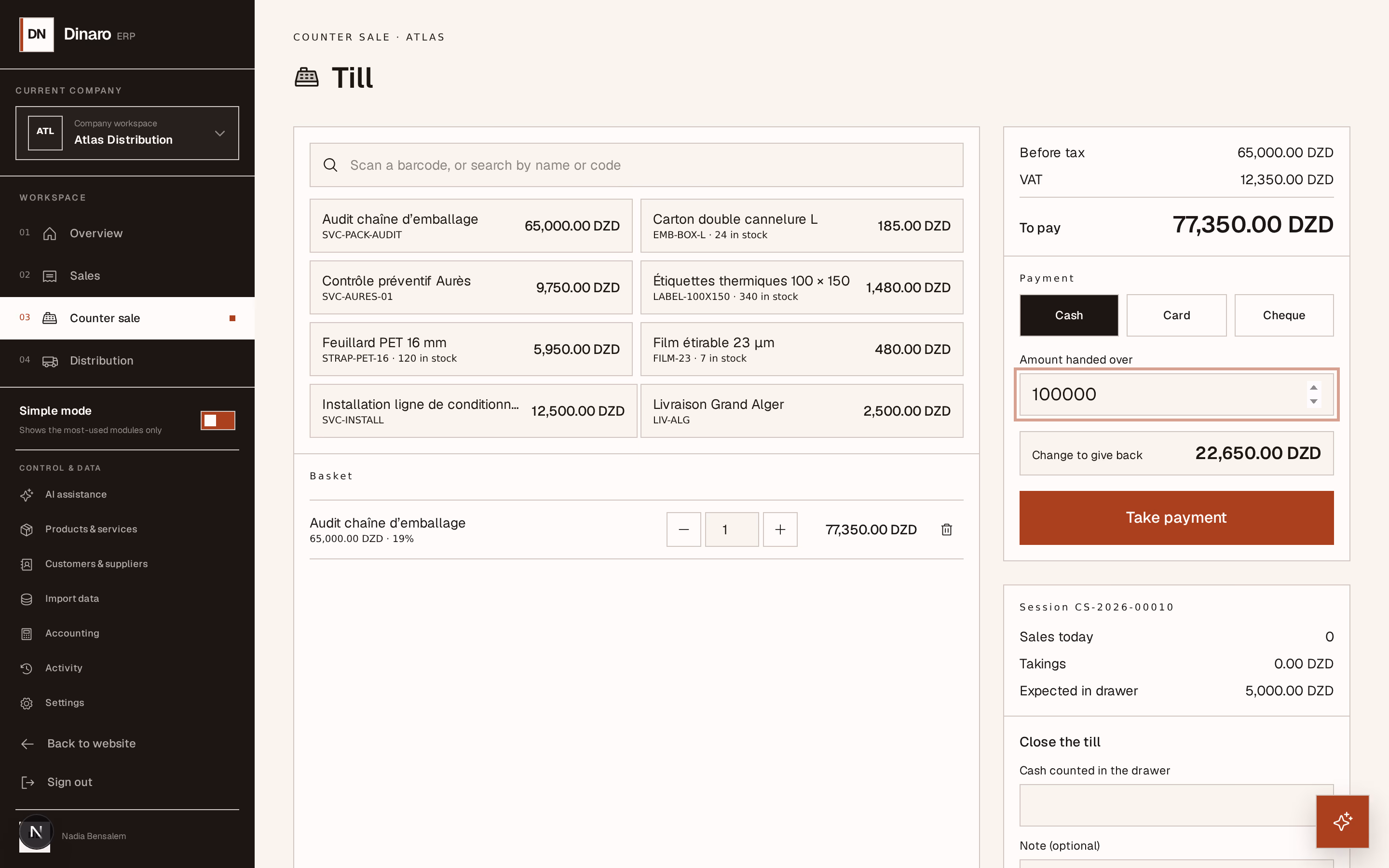 Screenshot: take-payment
