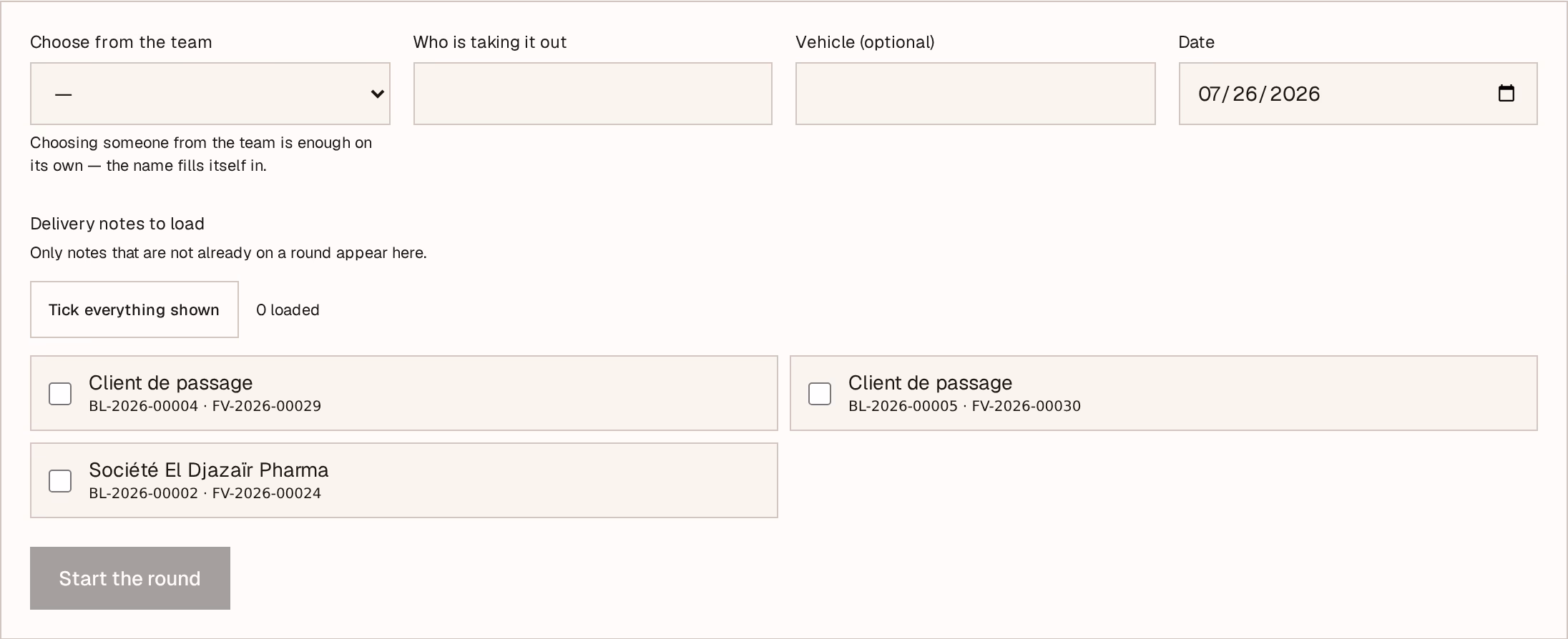 Screenshot: load-the-van
