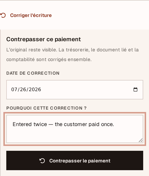 Capture d’écran : correction-form