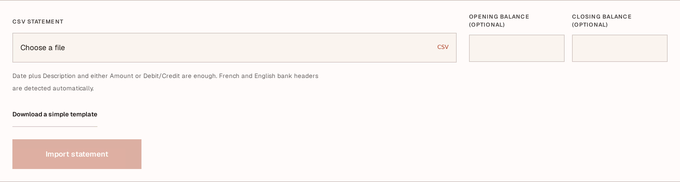 Screenshot: import-form