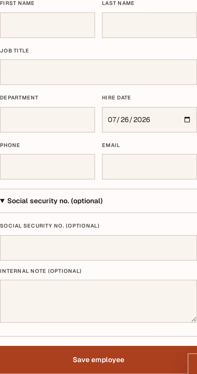Screenshot: employee-form