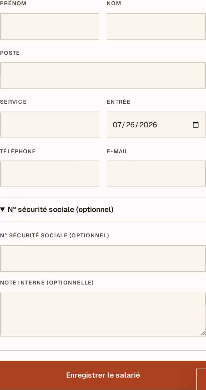 Capture d’écran : employee-form