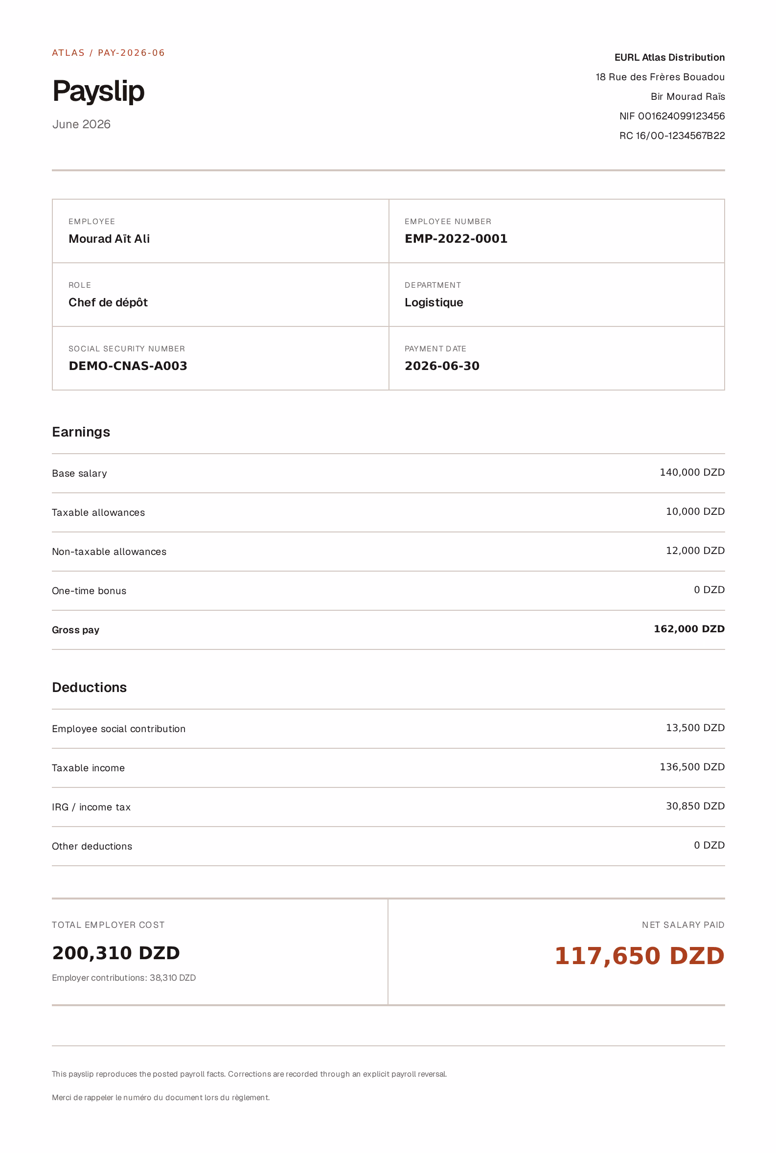 Screenshot: payslip-head