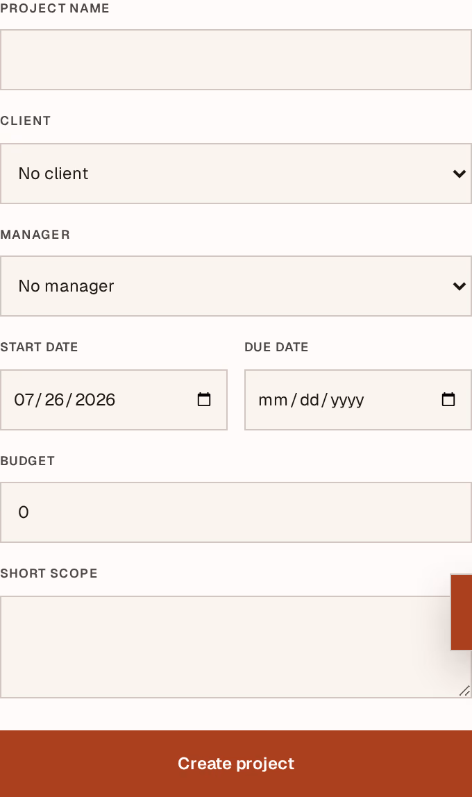 Screenshot: project-form