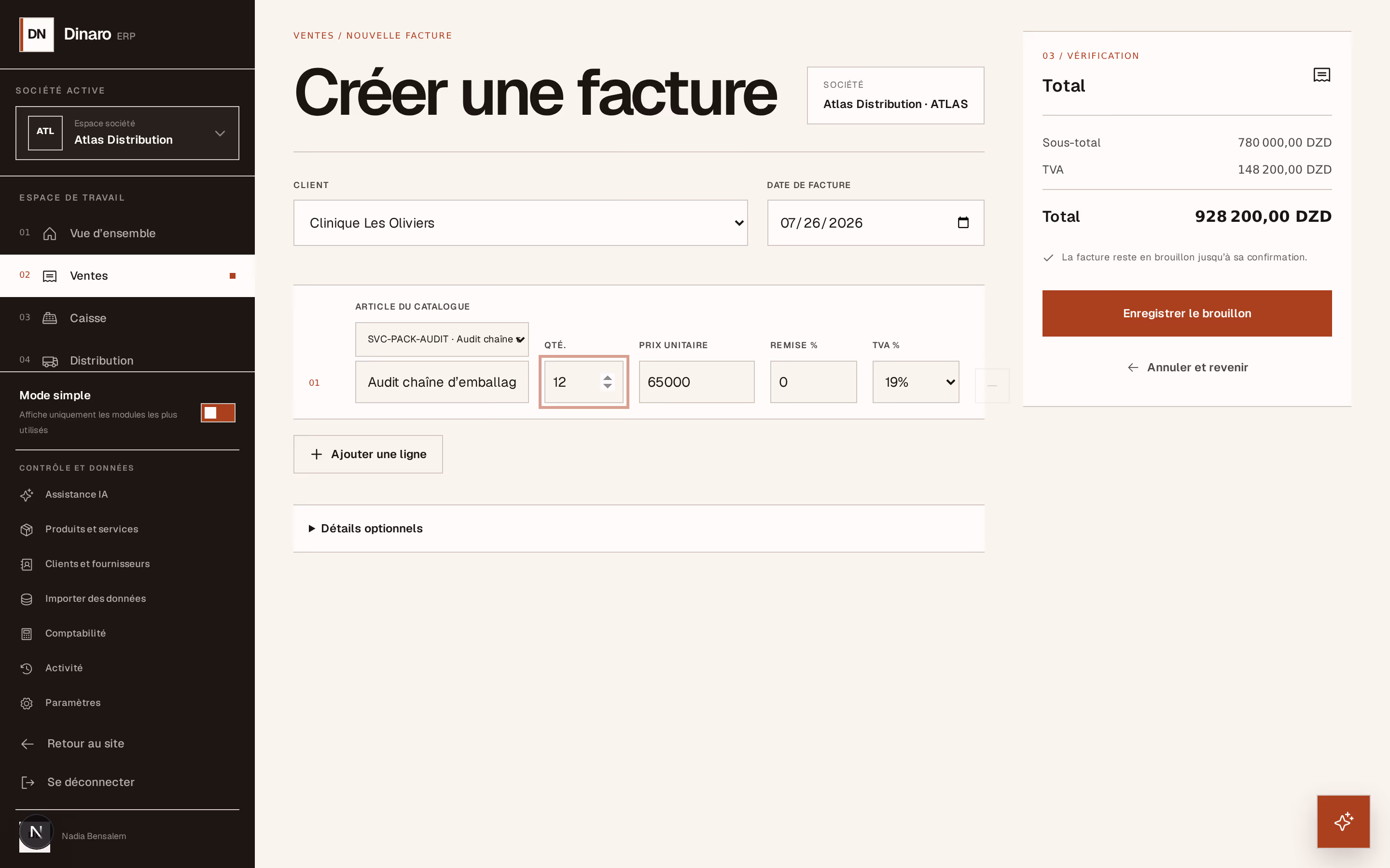 Capture d’écran : invoice-lines