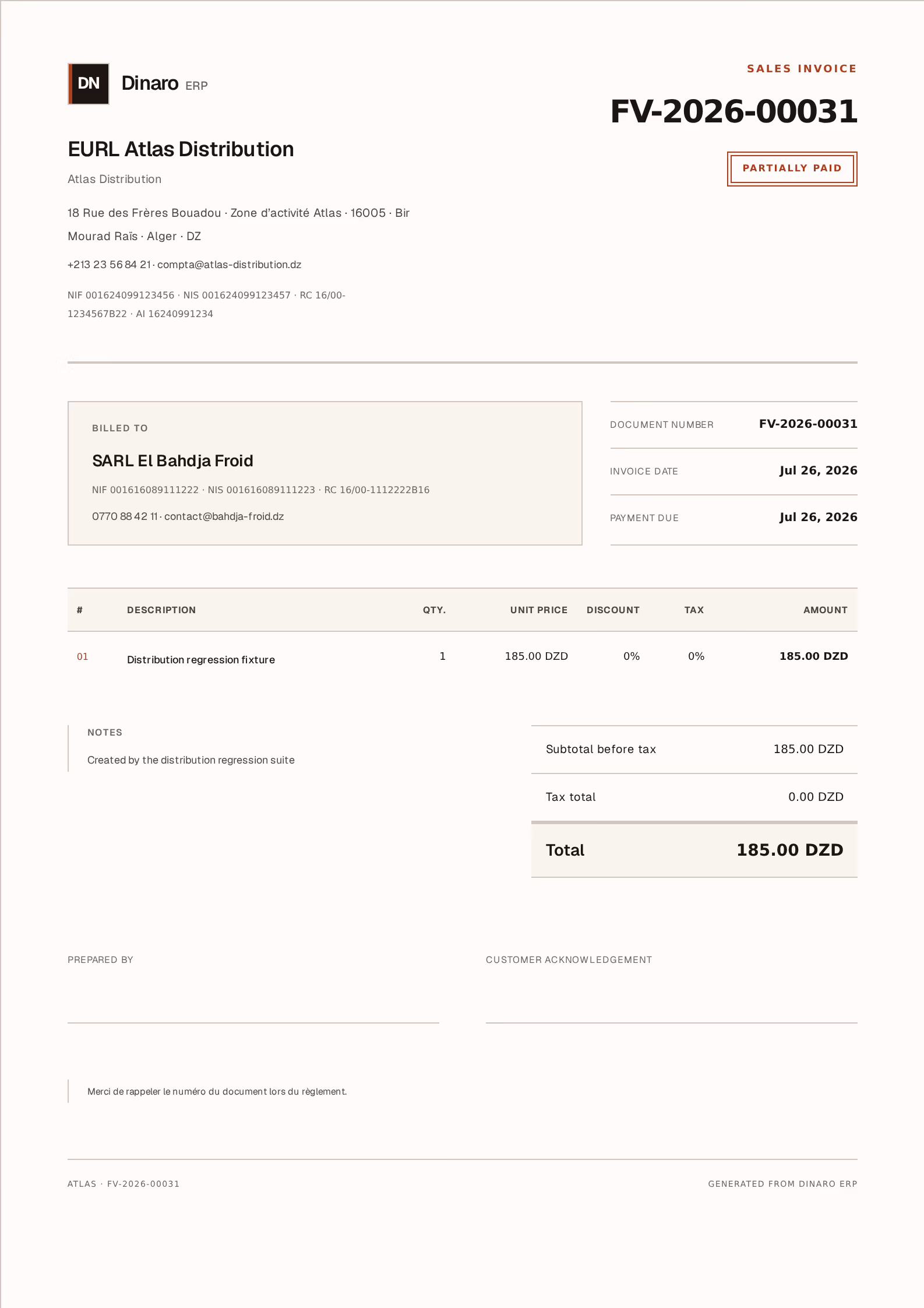 Screenshot: document-foot