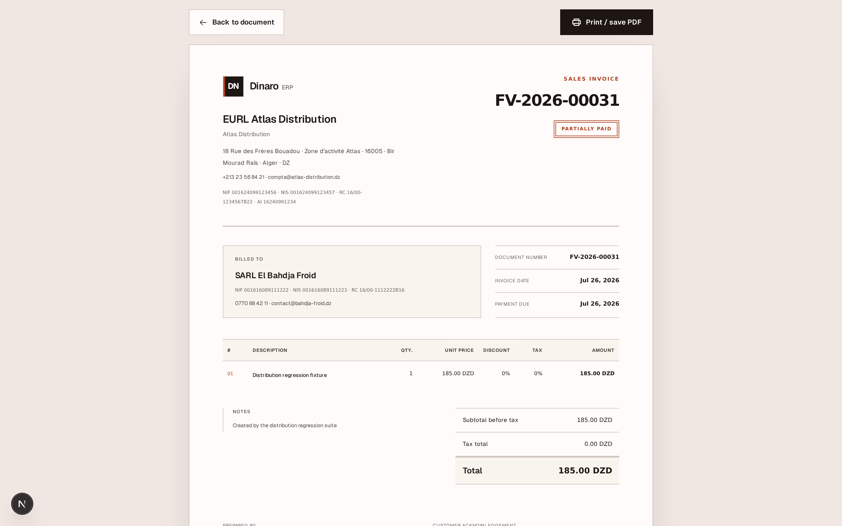 Screenshot: print-page