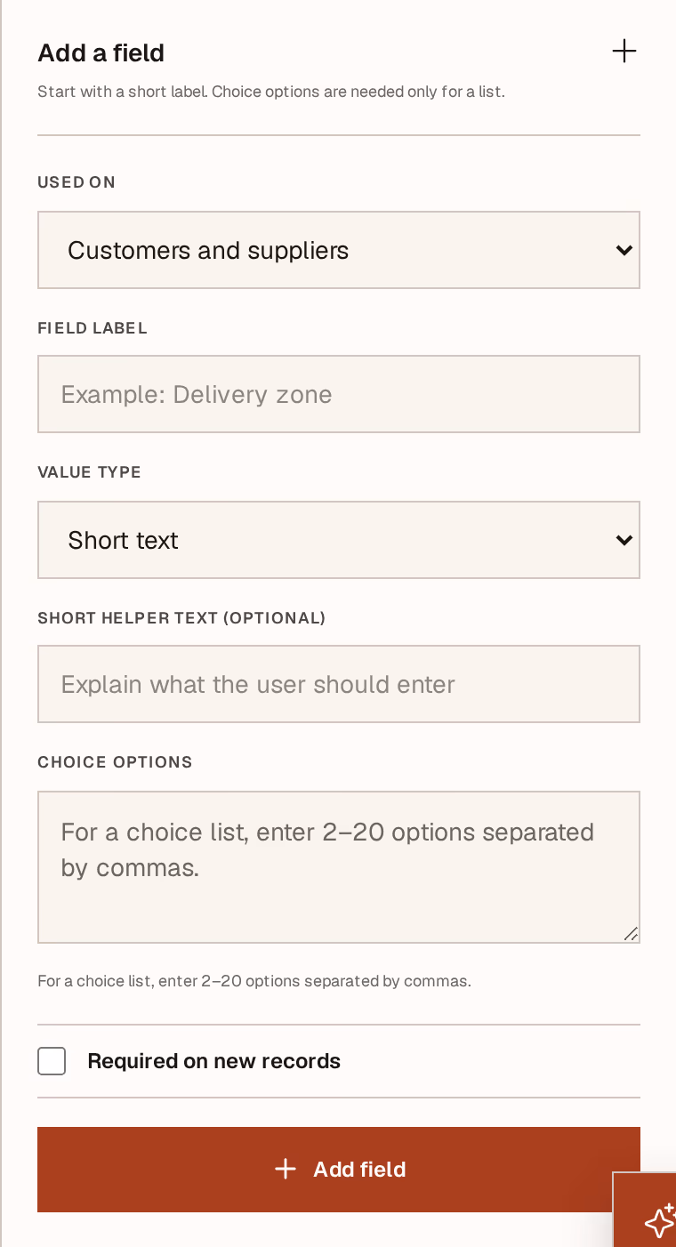 Screenshot: field-form