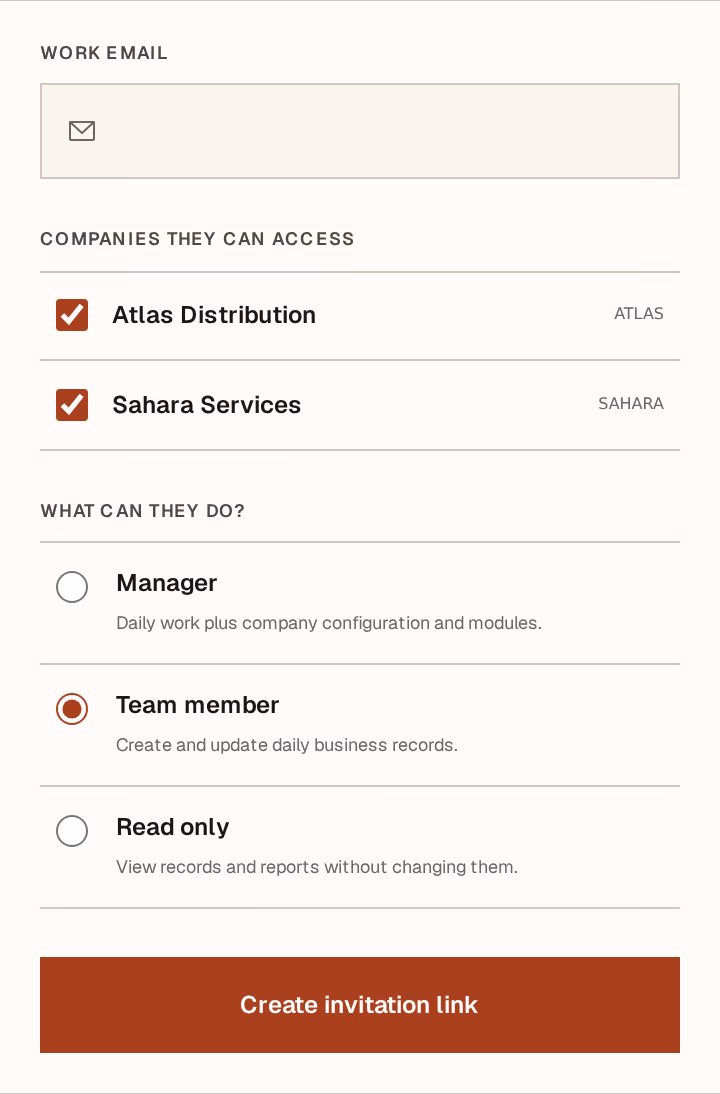 Screenshot: invite-form